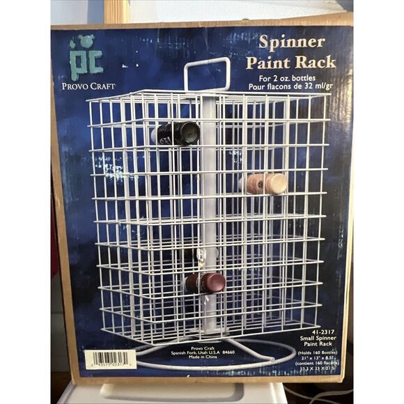 Provo Craft 160‑Bottle Spinner Paint Rack‎ Metal Organizer NIB Tabletop Storage